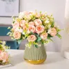 Fiori decorativi 2 pcs bouquet interno falsa seta artificiale rosa peonia