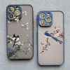 Flower Birds Phade Telefon dla iPhone'a 15 11 14 Pro Max 13 12 Pro Max Mini 15 14 7 8 Plus SE2 XS XR X Abelecor Floral Cover