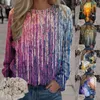 Kobiety z kapturem Neonowa koszula damska druk bluza okrągłe pullover topy swobodne trening z długim rękawem