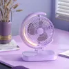 Elektriska fans Ny Electric Mini -fläkt USB -laddning Silent Desktop Led Light Fan Strong Wind 3 Speed ​​Justerable Lämplig för hemmakontorsskolan