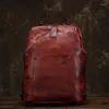 Bolsas escolares de couro vintage pele natural fêmea mochila mochila mochila mochila mochila multi-capacidade de mochila de couro genuíno