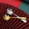 Spoons Stainless Steel Round Spoon Cute Dessert Coffee Children's Soup Tableware Household