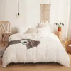 Slaapkamer beddengoed Tassel dekbedoverdeksel 2-3 stukset, zacht gewassen microfiber dekbed set, met ritssluiting, hoekband