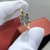 18k Rose Gold Placed 2 Diamond Test oltre D Color Head Engagement Ring per donne Classic Gemstone Gioielli240412