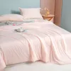 Luxury Washed Summer Cool Quilt Ice Silk Air-Conditioning Single Double Thin Blanket Bedding Queen Size