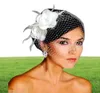 Veli per uccelli fiori bianchi fiori piuma velo velo da sposa pezzi di capelli da sposa accessori da sposa cappello velo hat ht1327279806