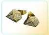 新しい高級デザイナージュエリーメンズイヤリング18KゴールドとホワイトゴールドプリンセスカットダイヤモンドスタッドイヤリングヒップホップCZキュービックジルコニアFAS5117480