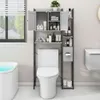 Gray Over The Toilet Storage Cabinet with 2 Doors and Multiple Shelves - Ideal for Bathroom and Laundry Room Organization in Small Spaces