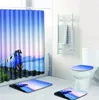 Tappetini da bagno zeegle 4pcs set tappetino e tenda doccia con ganci antidiscrite tappeto piedistallo morbido piolo lavabile