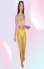 Anjamanor sexy all'uncinetto a maglia maglietta a maglieria per vacanze estive outfits beach club indossare cavo out maxi gonna giallo d83dc17 y086006465