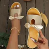 Slippers Summer Women Sandals Fashion Bow Femme pour les chaussures à bout ouvert décontracté