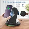 Зарядные устройства 15 Вт Qi Fast Wireless Charger Stand для iPhone 13 12 x Apple Watch 3 в 1 складной станции док -станции для зарядного зарядного зарядного зарядного