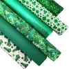 Couro verde -glitter SHEEST SHAMROCKS CALARO DE PROMEDO LIMENTO DE CAUSO LIMENTO LITCHI VINIL PARA CRAÇA DIY 8.2 "X11.4" SJ451