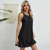 Casual Dresses Halter Neck Dress Summer Sundress Elegant Off Shoulder Crochet Mini For Women Vacation Beach med veckade