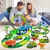 Children Electric Magic Climbing Dinosaur Track Toy Engineering Car Kids Track Car Train Toys for Children Birthday Gift 240329