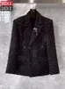 Costumes pour hommes Designer Autumn Hiver Mens Tweed costume veste à manches longues revers élégant à paillettes noires à paille