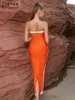 Lässige Kleider adyce elegant bandage women maxi long party bodycon orange sexy trägerloser birthday club outfits sommer vestidos