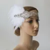 Vrouwen Flapper Hoofdband Faux Pearls Feather Tassels Rhinestone Bridal Flapper Headpiece Bridal Flapper Koofpijp Haaraccessoires