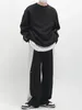 Men's Pants Color Match Suit Men Loose Long Sleeve Hoodie Wide Leg Micro Horn Mopping