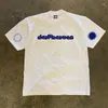 女性用TシャツミニマリストスカイブルーレタービンテージTシャツホワイトコットン特大のティーメン