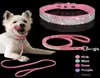 Adjustable Suede Leather Puppy Dog Collar Leash Set Soft Rhinestone Small Medium Dogs Cats Collars Walking Leashes Pink Xs S M1450552