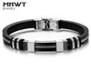 MNWT Mens Bracelets Stainless Steel Black Silicone Bracelets Charm Bracelet Male Bangle For Men Jewelry Silver Rose Gold Color2186114
