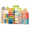 Blocos de construção de madeira para crianças tábuas definidas Montessori STEM Playset formas criativas de madeira em idade pré -escolar Dominoes coloridos empilhados