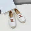 Embroidered lettering linen slip on Espadrilles spring flats loafers hand made luxury designer shoe for women casual luxe factory