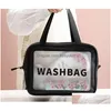 Cosmetic Bags Translucent Frosted Bag Portable Large Capacity Zipper Toiletry Pouch Waterproof Makeup Organizer Storage Package Drop D Dhraf