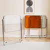 Modern Simple Home Dining Table and Chair Ins Style Transparent Chair Back Acrylic Folding Chair Mesa De Cozinha Furniture