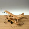 Drewniany model samolotowy ręcznie robiony major retro ornament domowy pulpit stały drewniany drewniany samolot ornament rękodzieła zbiórka zabawek z zabawkami 240328
