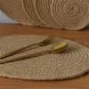 Table Mats Round Straw Eco-Friendly Linen Rope Placemats Multi-functional Rattan Anti-scald Heat Insulation Cup Decor