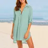 Casual Dresses Summer Spring Long Sleeve Chiffon Dress Women Swimsuit Cover Up Tops Bikini Beachwear V Neck Bathing Suit Beach Cardigan