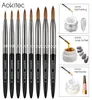 Aokitec Kolinsky Acrylic Nail Brush 1st Black UV Gel Polish Nails Art Extension Builder Pen Ritning Borstar för Manicure Tool1489722