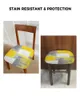 Coperchio di sedia per olio dipinto astratto Coperchio di sedile elastico giallo geometrico per le bocchette per la sala da pranzo protezione