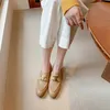 Designer Top Edition Triumphal Arch Gold Button Lefu Shoes New British Style Crocodile Mönster Ett steg Single Step Women Shoes