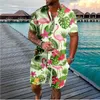 Traccetti da uomo Schema per vacanza hawaiane Palm albero fiore abbottonate Shorts Colors Florals Sets Set Streetwear Tracksuit Beach Beach Men