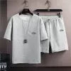 Shorts 2022 Sommerer Trend für neue Stil vielseitiger Herren -Color Casual Waffel Anzüge Kurzarm T -Shirt + Shorts Männliche Set Größe M3xl