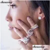 Anneaux Luxury Elegant Promise Ring 925 Sterling Sier Diamond CZ Engagement Band For Women Men Fine Jewelry Gift Drop Livrot otr23