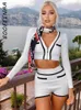 Traccettaci da donna Boofeenaa in bianco e nero patchwork 2 pezzi set da donna outfit vecchio stile vecchio stile in stile a maniche lunghe