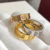 High End Designer Rings Carter Vgold High Edition Love Classic Thread Wide and Smal Edition Ring Dames Dikke Pating 18K Rose Gold Mode Licht Luxe paar Ring