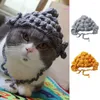 개 의류 부드러운 편안한 애완 동물 모자 재미있는 수제 부처님 고양이 코스프레를위한 헤드 기어 PO Props 모방 원사 드레스 고양이를위한 헤드 기어