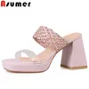 Pantofole asumer 2024 microfibra trasparente donna di moda femminile casual esterni spessi tacchi alti scarpe piattaforma