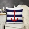 Pillow Nautical Red Anchor On Navy Blue Stripes Throw S Cover Child