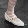 15A Top quality Cloth Mary Jane Ballet flat shoes strap sandal loafers womens flat Dress shoes Luxury designer Office shoes Black white