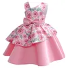 Filles robes enfants princesse rose fleur de fleur de fleur jupes imprimées jupe de performance jupe pour tout-petit taille d'une pièce taille 100-150 cm f5vc #