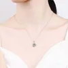 Korean 925 Sier Style Heart of the Sea Lucky Clover Mosan Pendant One Mosan Stone Clavicle Halsband Kvinna