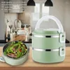 Dinnerware Lunch Container Thermal Stainless Steel Keeper With Both Sides Safety Buckles 2 Layer Easy Cleaning Boxes