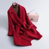 Корейская версия свободная шерстяная куртка средняя длина 2023 Осень Новый высококачественный ноль двойного кашемирового пальто для женщин 231113
