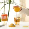 Copos de vinho copo de copo de vidro laranja palha portátil fêmea garrafa de água com filtro de filtro xícaras de xícara de xícara de chá